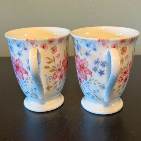 Two (2) WHITTARD OF CHELSEA Fine Bone China Floral 🌸 Footed Tea Cups ~ England - Picture 2 of 9